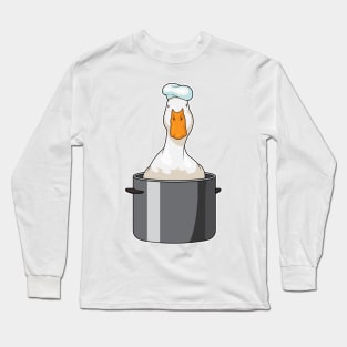 Duck Chef Cooking pot Chef hat Long Sleeve T-Shirt